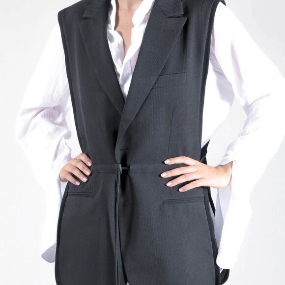 Wear Salad Vest Womens One Size Black Open Side Blazer Jacket Poncho Mens Unisex - Picture 7 of 10